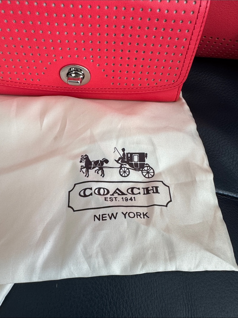 Coach Legacy Perforated Leather Candace Tote & Wallet Set- Rare Watermelon Coral - Picture 2 of 15
